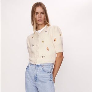 Zara embroidered knit sweater